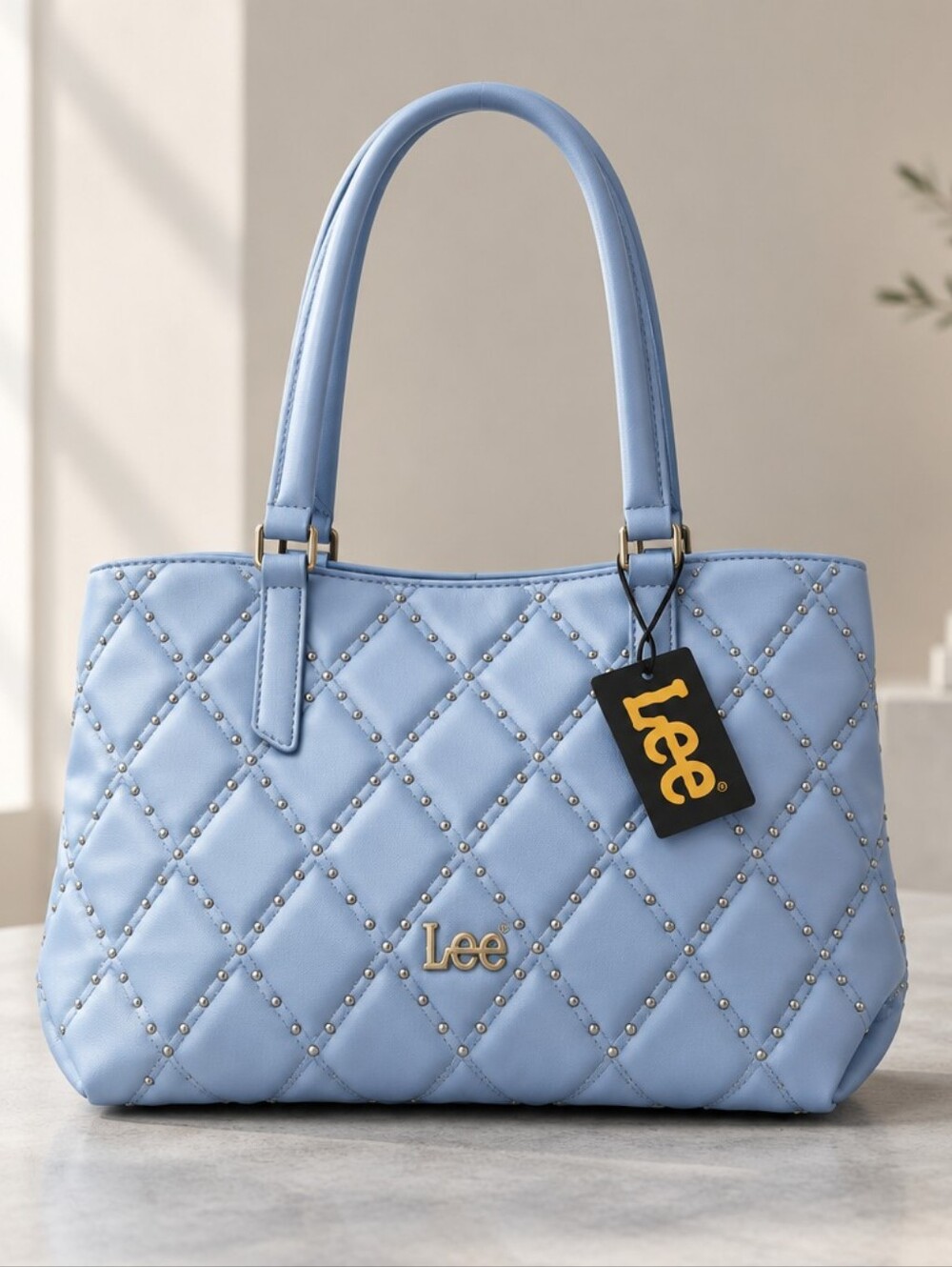 Lee Quilted Light Blue Tote Bag